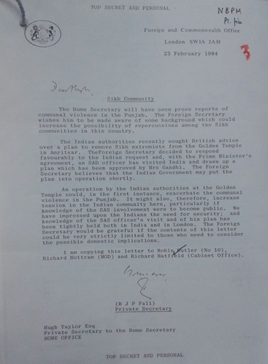 Letter in reponse by UK to India